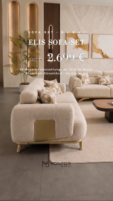 Elis Sofa-Set – Platz für die ganze Familie. 🛋️

2 × 3-Sitzer, 1 × Sessel und 7 Dekokissen: verstellbare Rückenlehne,...