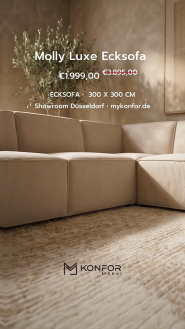 Molly Luxe Ecksofa – modernes Design trifft auf außergewöhnlichen Komfort. ✨

Mit großzügigen 300 × 300 cm bietet Mol...